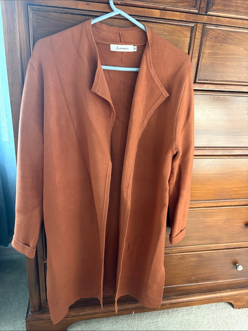 Ann Taylor Open-Front Trench Coatigan in Rust
